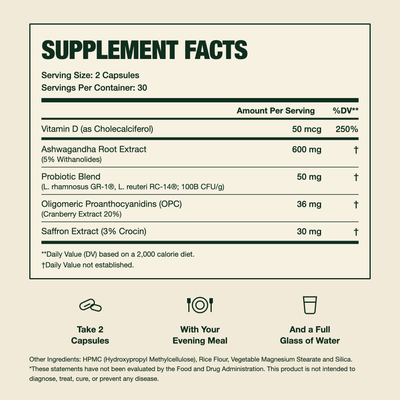 Supplement Facts — full label, exact doses