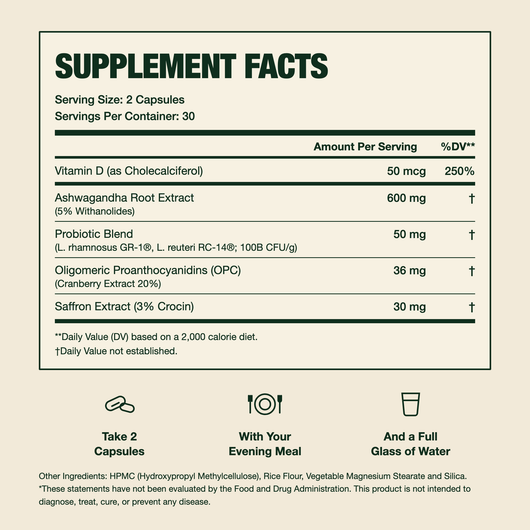 Supplement Facts — full label, exact doses