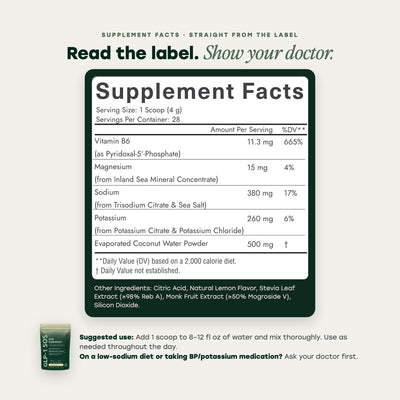Supplement Facts from the Daily Hydration label