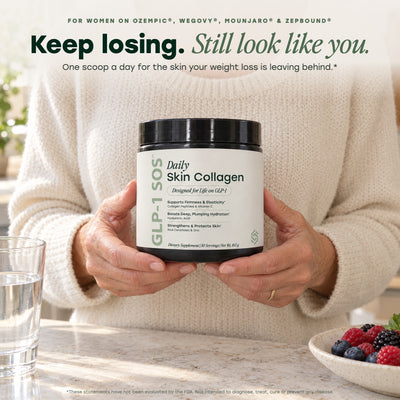 Keep losing. Still look like you. — woman holding Daily Skin Collagen