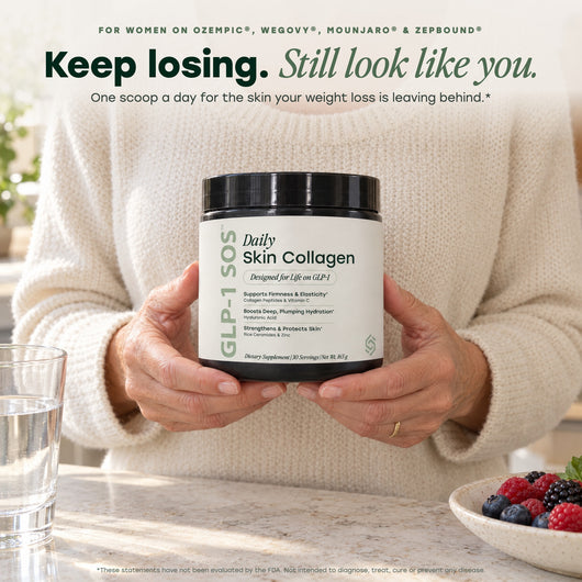 Keep losing. Still look like you. — woman holding Daily Skin Collagen